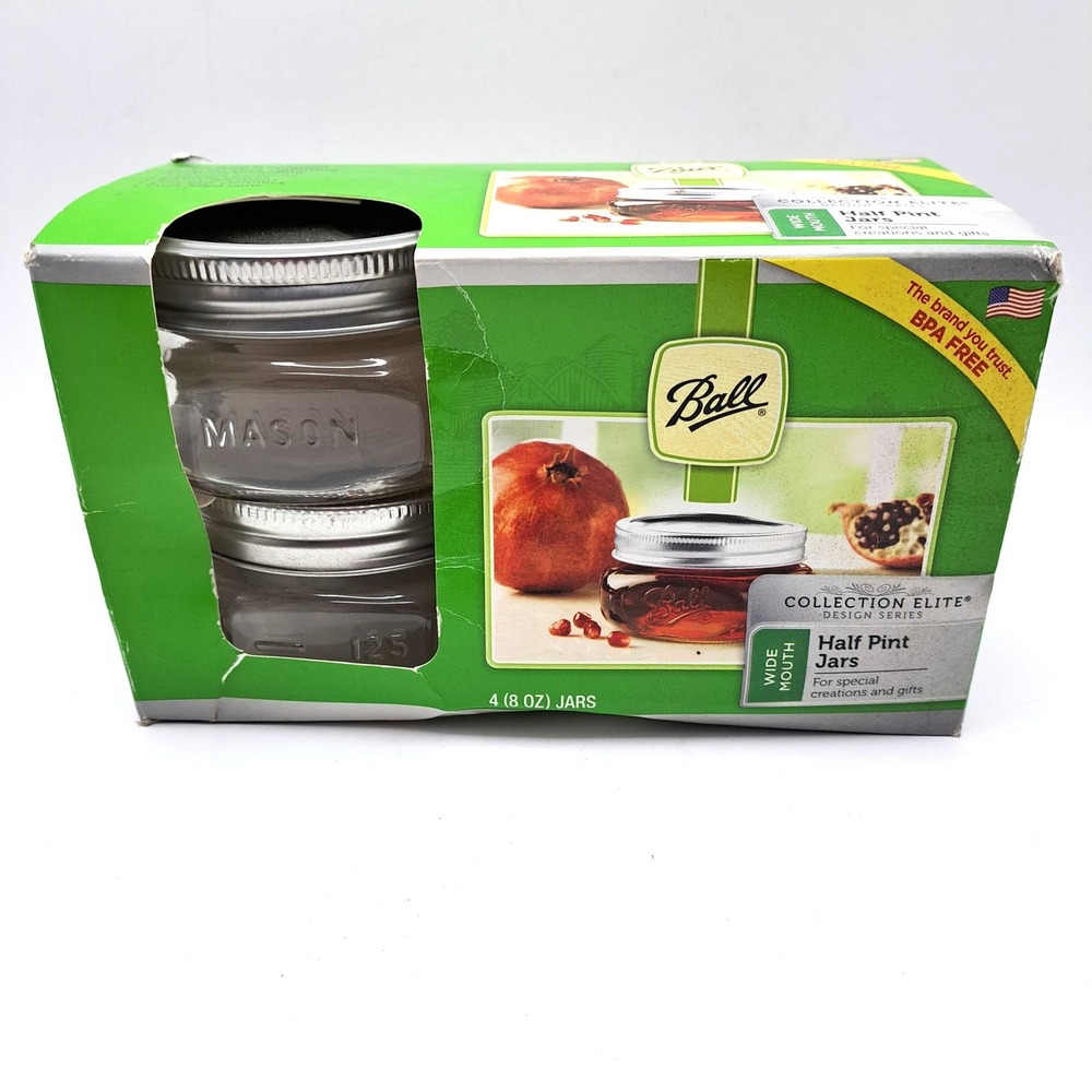 Ball Collection Elite Wide Mouth 8oz Mason Jars 4-Pack Discontinued Canning